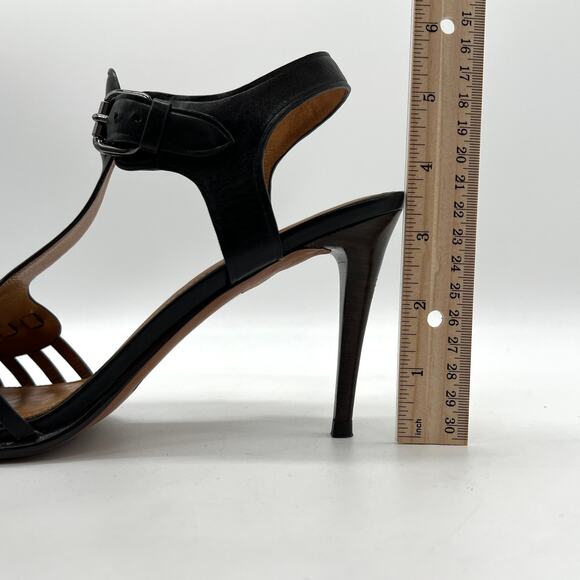 COACH Izzy Woven Leather Heel Sandal T Strap Womens 8 Black Ankle Strap Classic - Picture 13 of 13